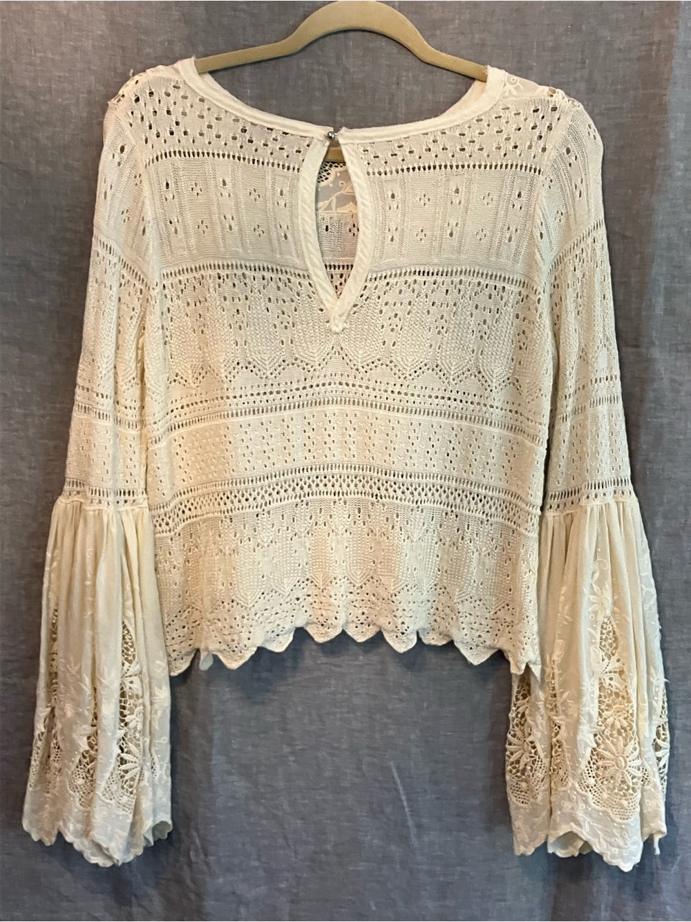 Free People Linen-blend Sweater Top with Flared Sleeves - Picture 2 of 4